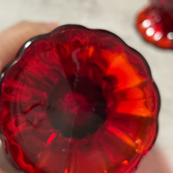 Vintage New Martinsville Janice Ruby Red Set of 4 Depression Water Glasses 8oz. - Picture 7 of 7